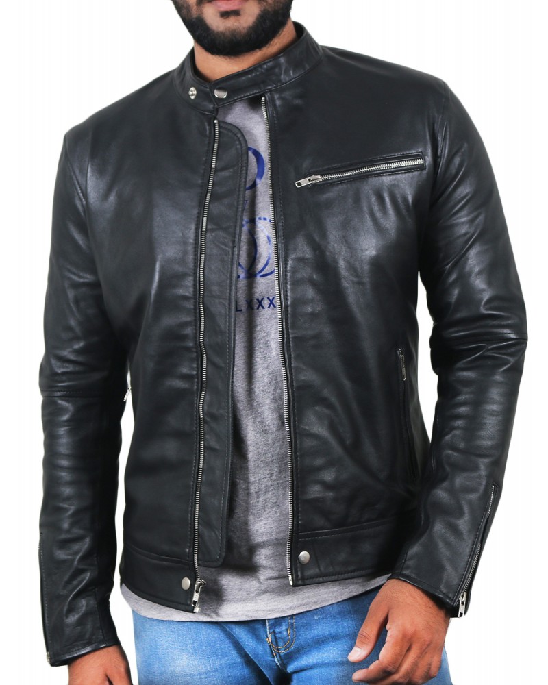 Laverapelle Men's Genuine Lambskin Leather Jacket (Racer Jacket) - 1501007
