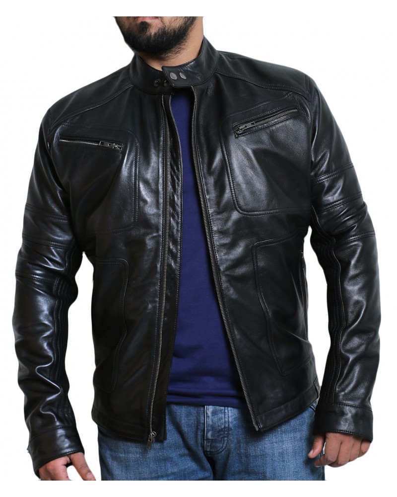 Laverapelle Men's Genuine Lambskin Leather Jacket (Racer Jacket) - 1501476