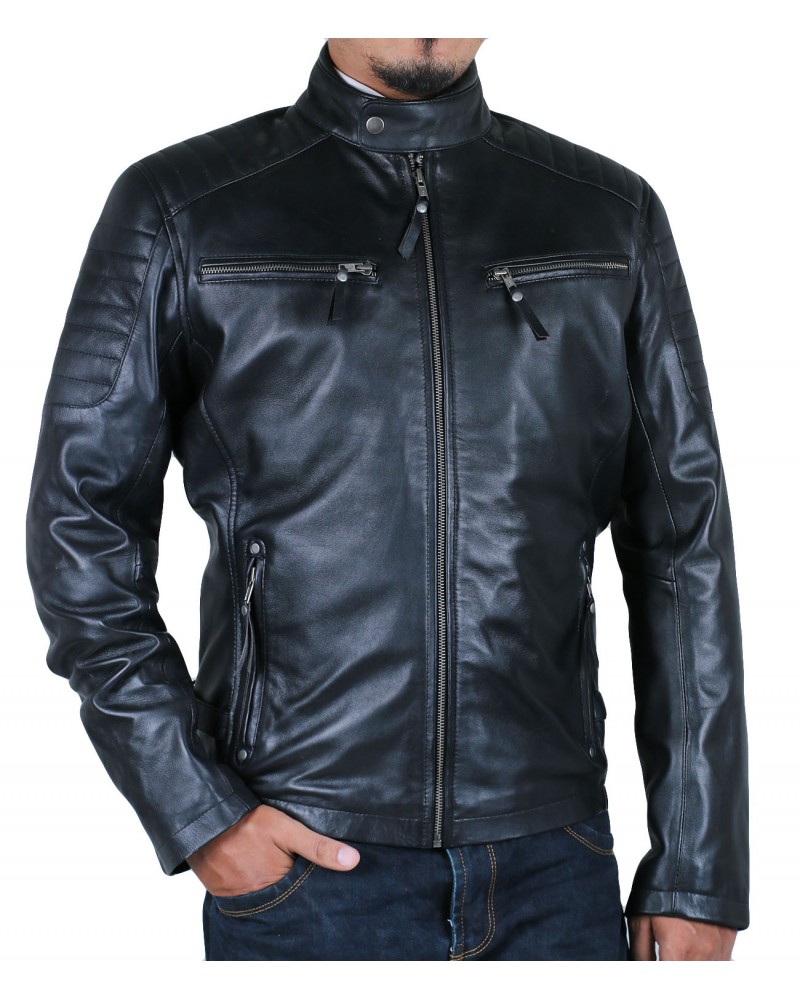 Laverapelle Men's Genuine Lambskin Leather Jacket (Racer Jacket) - 1501613