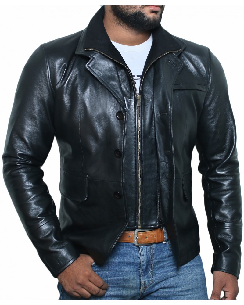 Laverapelle Men's Genuine Lambskin Leather Jacket (Officer Jacket) - 1501641