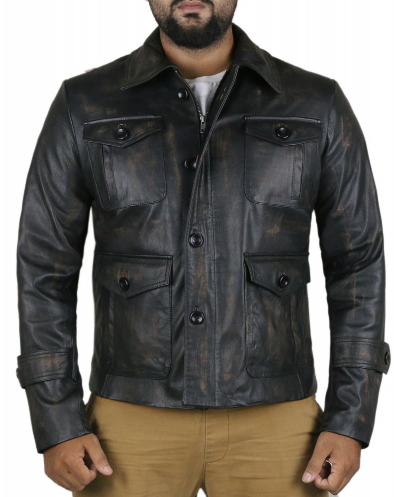 Laverapelle Men's Distressed Supernatural Season 7   Leather Jacket (Field Jacket) - 1501767