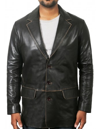 Laverapelle Men's 3 Button Vintage Real Cowhide Leather Stylish Coat (Blazer Coat) - 1502801 Laverapelle Men's 3 Button Vintage Real Cowhide Leather Stylish Coat (Blazer Coat) - 1502801