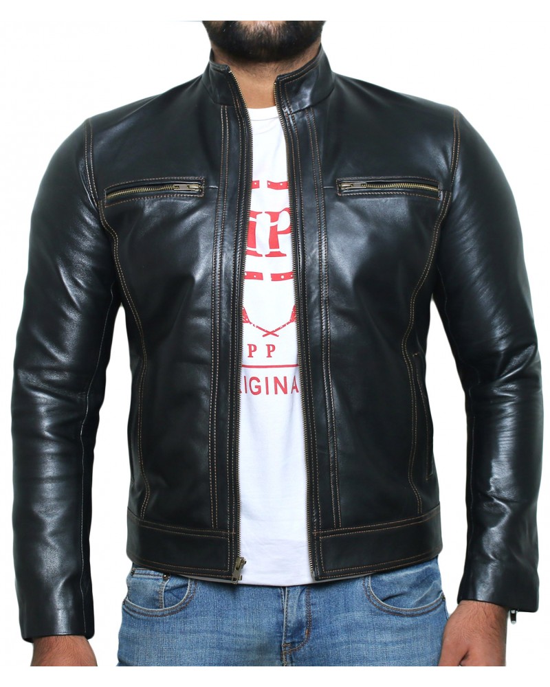 Laverapelle Men's Rock Star/Motorbike Fashion Genuine Leather Jacket (Racer Jacket) - 1501805