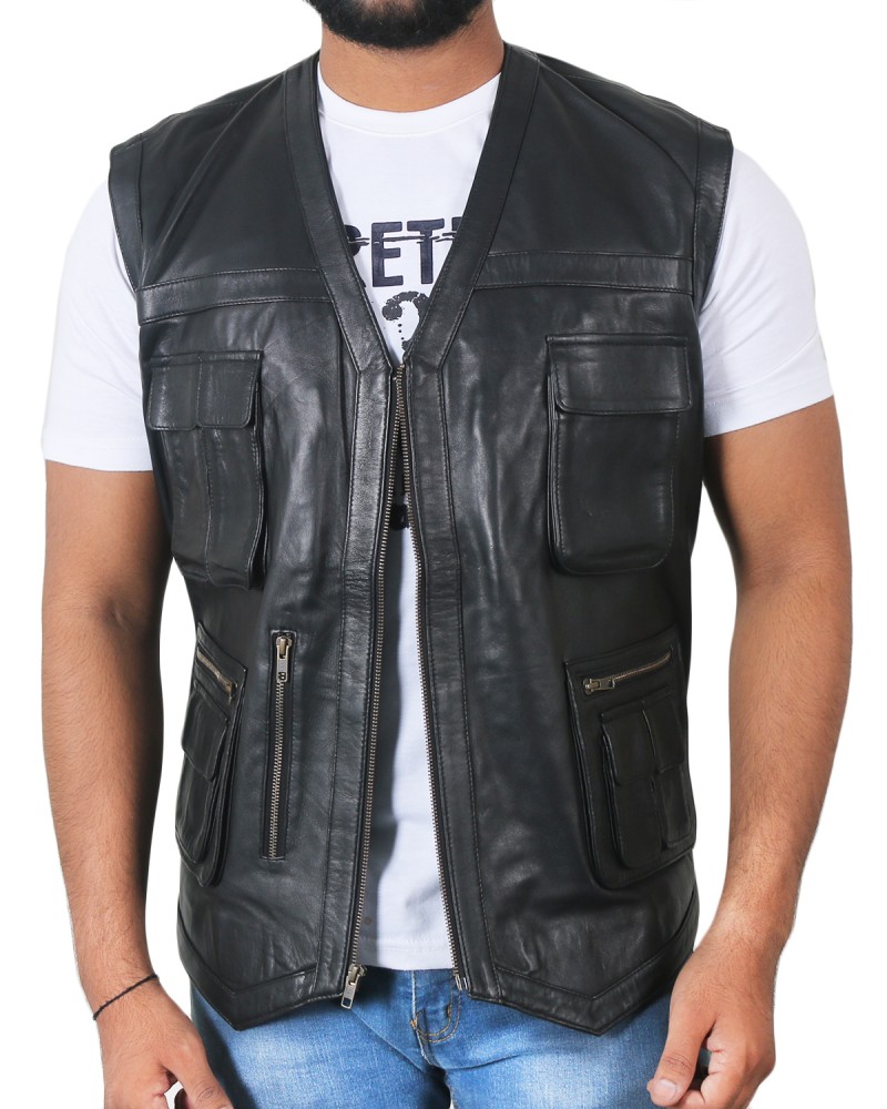 Laverapelle Men's Jurassic World Chris Pratt Owen Grady Genuine Leather Vest (Biker Vest) - 1503849 Laverapelle Men's Jurassic World Chris Pratt Owen Grady Genuine Leather Vest (Biker Vest) - 1503849