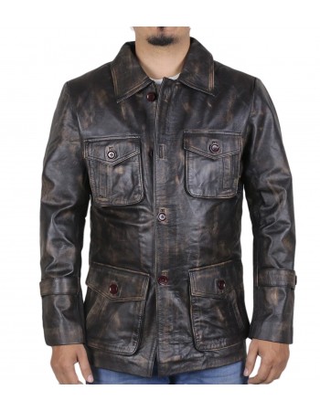 Laverapelle Men's Genuine Cow Ruboff Leather Coat (Officer Coat) - 1702045