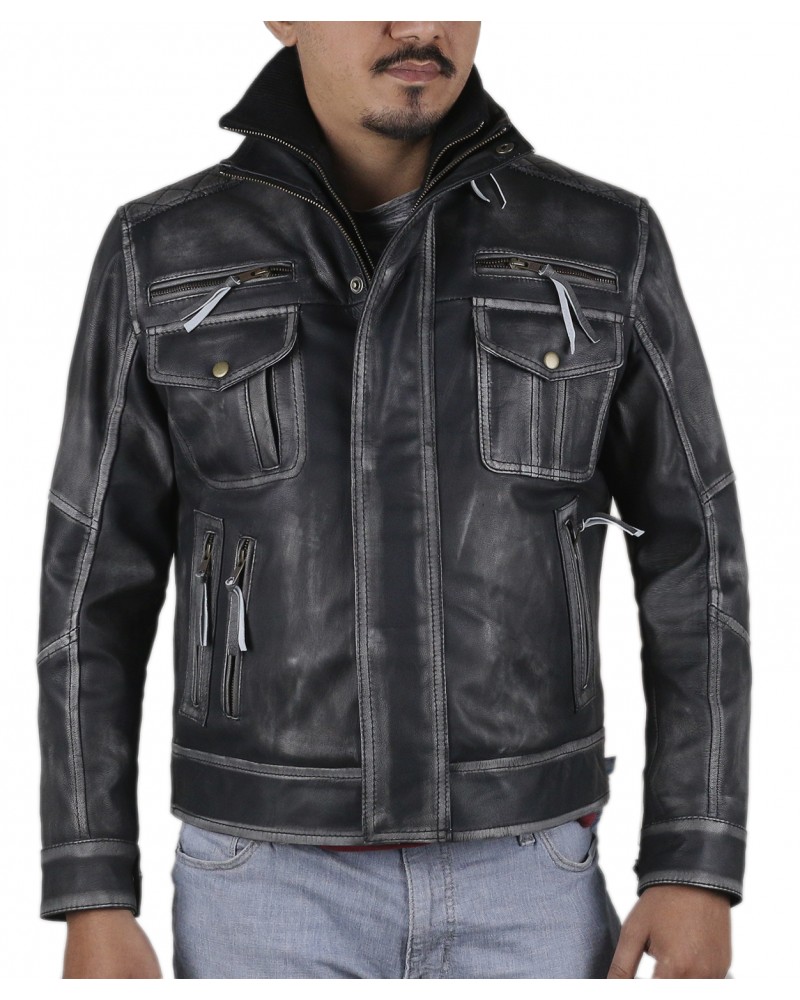 Laverapelle Men's Genuine Cow Ruboff Leather Jacket (Racer Jacket) - 1801011