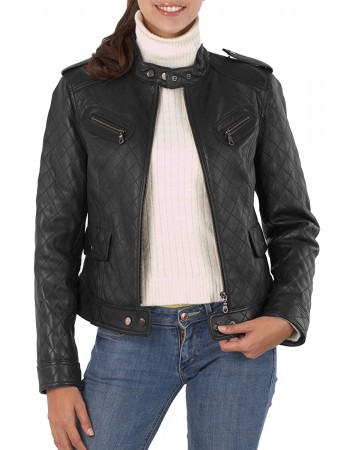 Laverapelle Women's Genuine Lambskin Leather Jacket (Racer Jacket) - 1821036