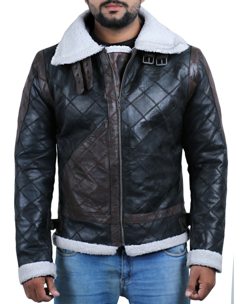 Laverapelle Men's Genuine Lambskin Leather Jacket (Black, Patchwork) - 2001022 Laverapelle Men's Genuine Lambskin Leather Jacket (Black, Patchwork) - 2001022