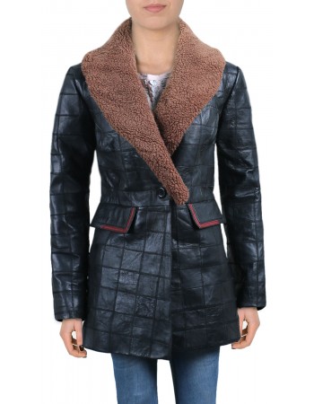 Laverapelle Women's Genuine Lambskin Leather Coat (Patchwork) - 2022040 Laverapelle Women's Genuine Lambskin Leather Coat (Patchwork) - 2022040