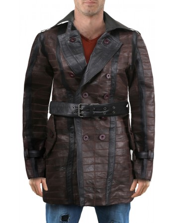 Laverapelle Men's Genuine Lambskin Leather Over Coat (Black, Patchwork) - 2302001 Laverapelle Men's Genuine Lambskin Leather Over Coat (Black, Patchwork) - 2302001
