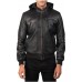 Laverapelle Men's Genuine Lambskin Leather Jacket (Black, Hooded Jacket) - 2401001