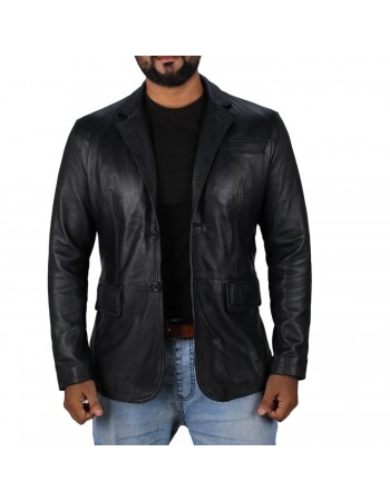 Laverapelle Men's Genuine Lambskin Leather Coat (Black, Blazer Jacket) - 2402004 Laverapelle Men's Genuine Lambskin Leather Coat (Black, Blazer Jacket) - 2402004