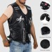 Laverapelle Men's Label Black Society Leather Waistcoat (Black, Biker Vest) - 2403001