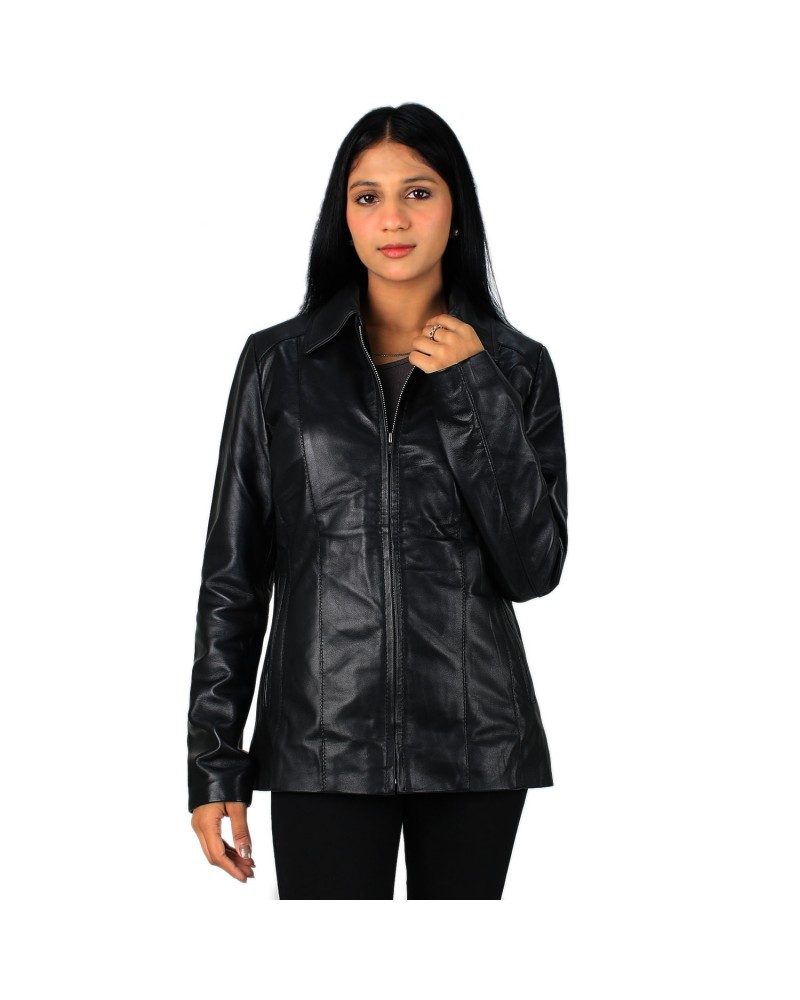 Laverapelle Women's Genuine Lambskin Long Zipper Leather Jacket Laverapelle Women's Genuine Lambskin Long Zipper Leather Jacket