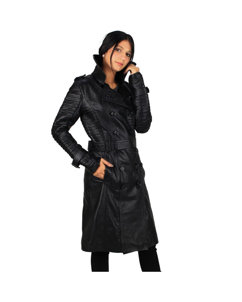 Laverapelle Women's Genuine Lambskin Belted Leather Pea Coat Laverapelle Women's Genuine Lambskin Belted Leather Pea Coat