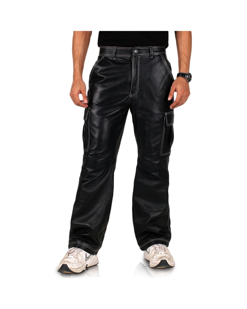 Laverapelle Men's Genuine Lambskin Leather Pants (Black, Cargo Pants) - 2504001 Laverapelle Men's Genuine Lambskin Leather Pants (Black, Cargo Pants) - 2504001