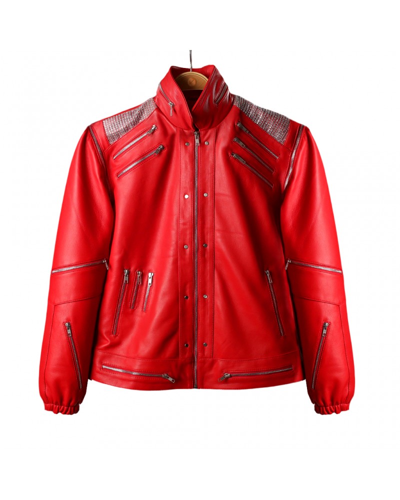 Laverapelle MJ "Beat It" Style Red Leather Jacket - Retro 80s Costume for Men | Cosplay Musical Icon Outfit Laverapelle MJ "Beat It" Style Red Leather Jacket - Retro 80s Costume for Men | Cosplay Musical Icon Outfit