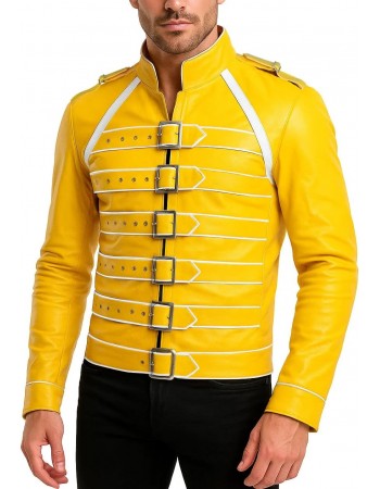 Freddie Mercury Wembley Belted Jacket | 80s Music Legend Stage Performance Outfit Freddie Mercury Wembley Belted Jacket | 80s Music Legend Stage Performance Outfit