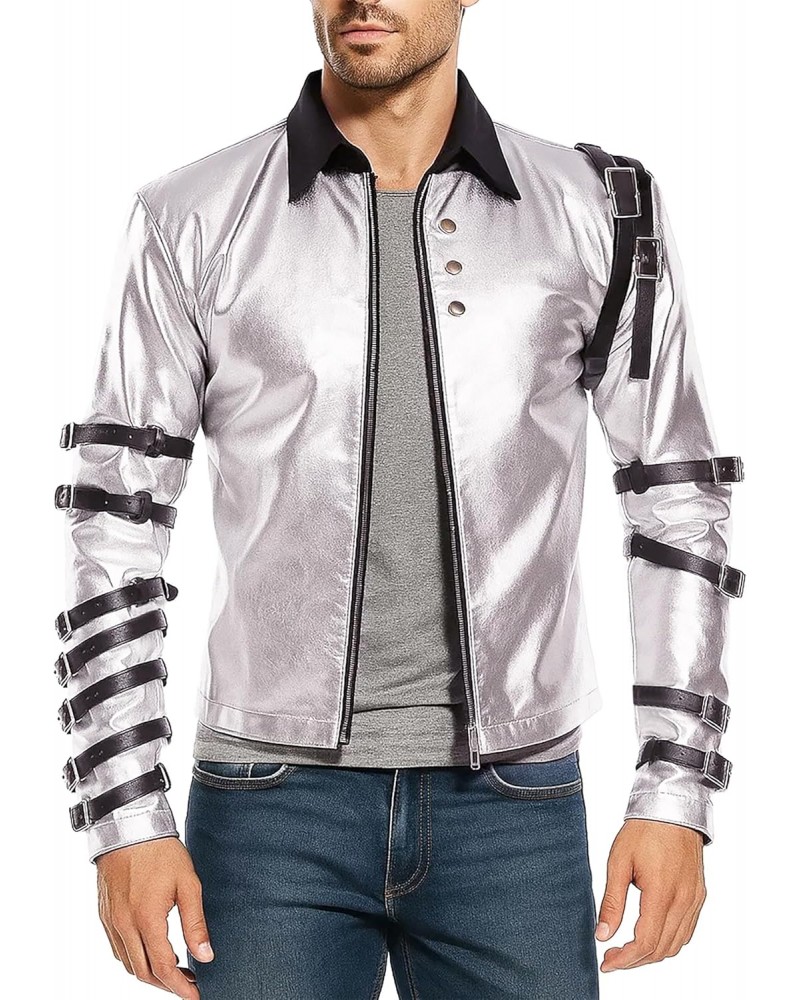 Michael Jackson Bad Tour Silver Buckle Sleeve Jacket | Iconic Stage Punk Style