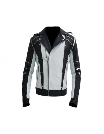 Michael Jackson Pepsi Punk Rock Style Black and White Leather Biker Jacket Michael Jackson Pepsi Punk Rock Style Black and White Leather Biker Jacket
