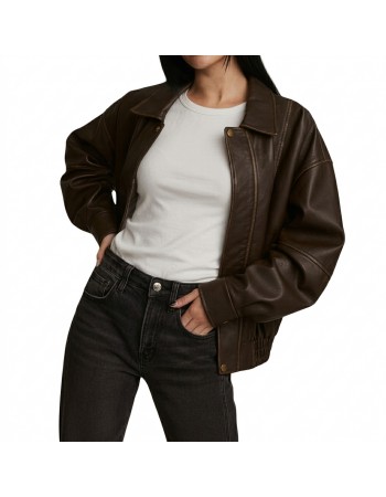 Laverapelle Women's Genuine Lambskin Oversized Bomber Leather Jacket (Black, Bomber Jacket) - 2621001 Laverapelle Women's Genuine Lambskin Oversized Bomber Leather Jacket (Black, Bomber Jacket) - 2621001