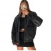 Laverapelle Women's Genuine Lambskin Oversized Bomber Leather Jacket (Black, Bomber Jacket) - 2621002 Laverapelle Women's Genuine Lambskin Oversized Bomber Leather Jacket (Black, Bomber Jacket) - 2621002