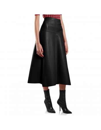 Laverapelle Women's Lambskin Leather High Waisted A-Line Midi Skirts (Black, Midi Skirt) - 2625004 Laverapelle Women's Lambskin Leather High Waisted A-Line Midi Skirts (Black, Midi Skirt) - 2625004