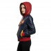 Laverapelle Super Girl Red Blue Faux Leather Bomber style hooded Jacket - 1521636 Laverapelle Super Girl Red Blue Faux Leather Bomber style hooded Jacket - 1521636