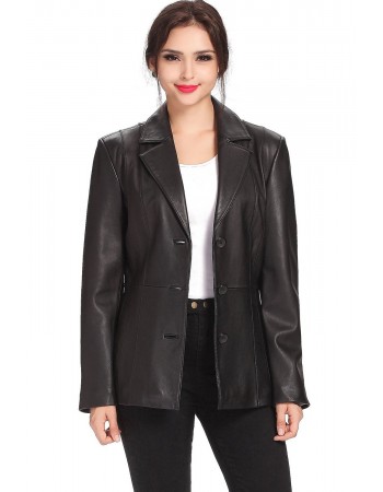 Laverapelle Women's Genuine Lambskin Leather Coat (Blazer Coat) - 1522758