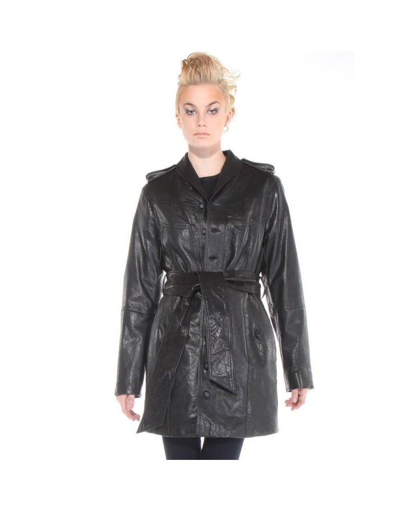 Laverapelle Women's Genuine Lambskin Leather Coat (Officer Coat) - 1522739