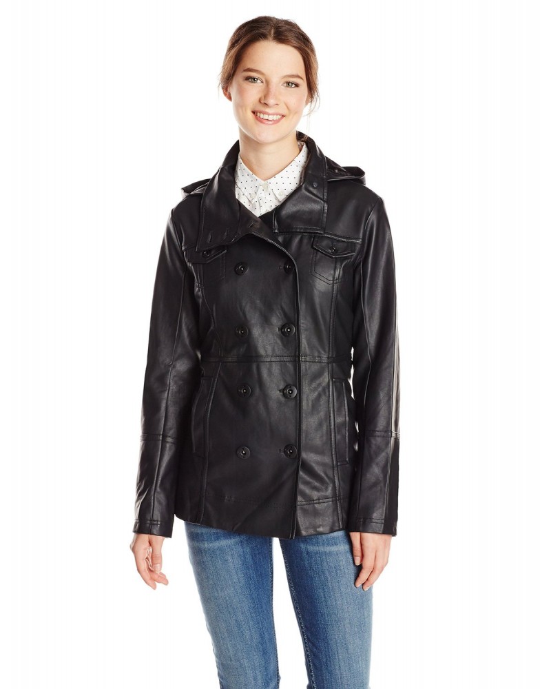 Laverapelle Women's Genuine Lambskin Leather Coat (Officer Coat) - 1522713