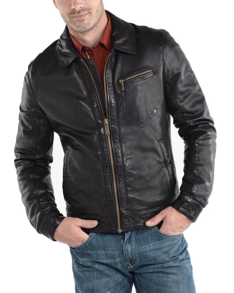 Laverapelle Men's Genuine Lambskin Leather Jacket (Aviator Jacket) - 1501567