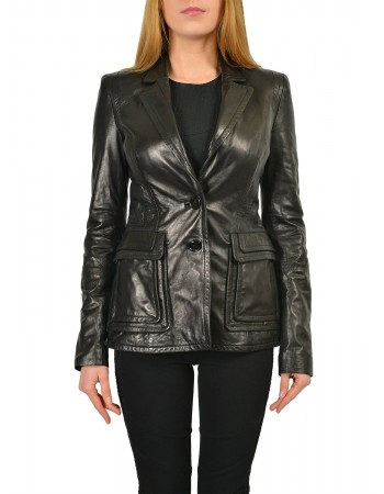 Laverapelle Women's Genuine Lambskin Leather Coat (Blazer Coat) - 1521733